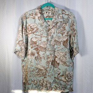 Vintage Silk Circa 1969 100% Silk Men’s Button Down Size Medium turquoise floral